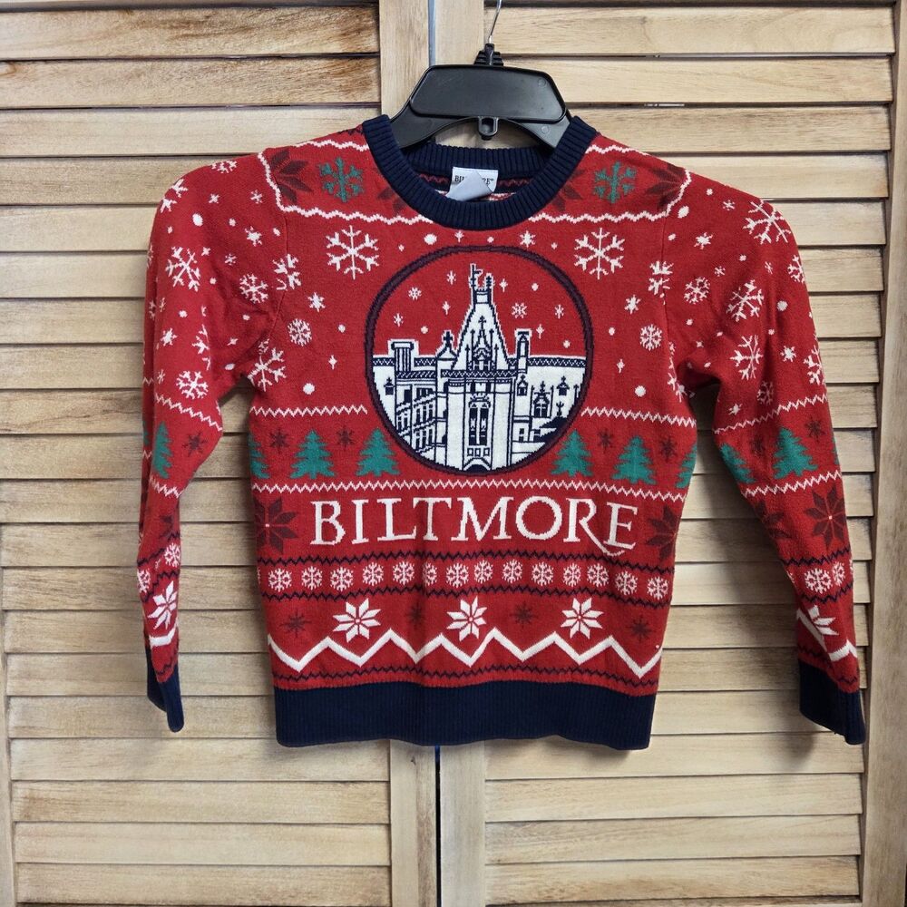 The Biltmore Kids Christmas Sweater Size Medium Red Fair Isle Holiday Festive